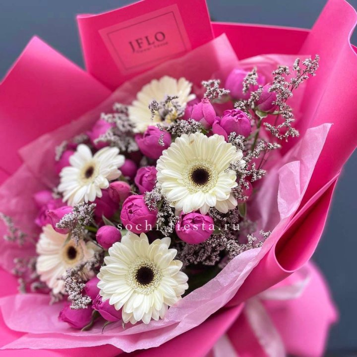 Букет гербер и мисти бабблс  в Чите