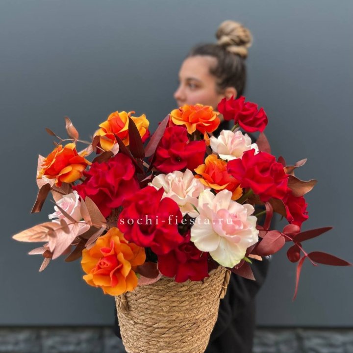 Авторский бокс "Роксана" в джутовом кашпо в Чите