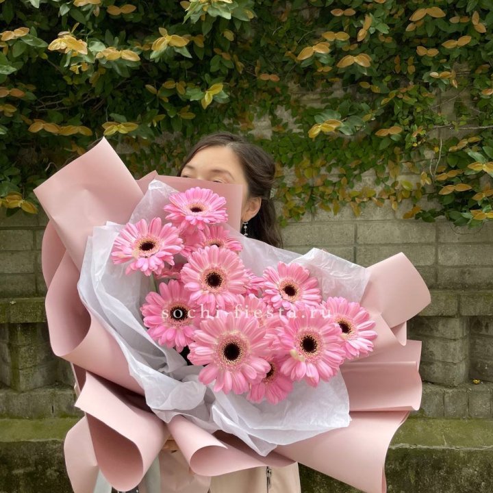 13 розовых гербер в Чите