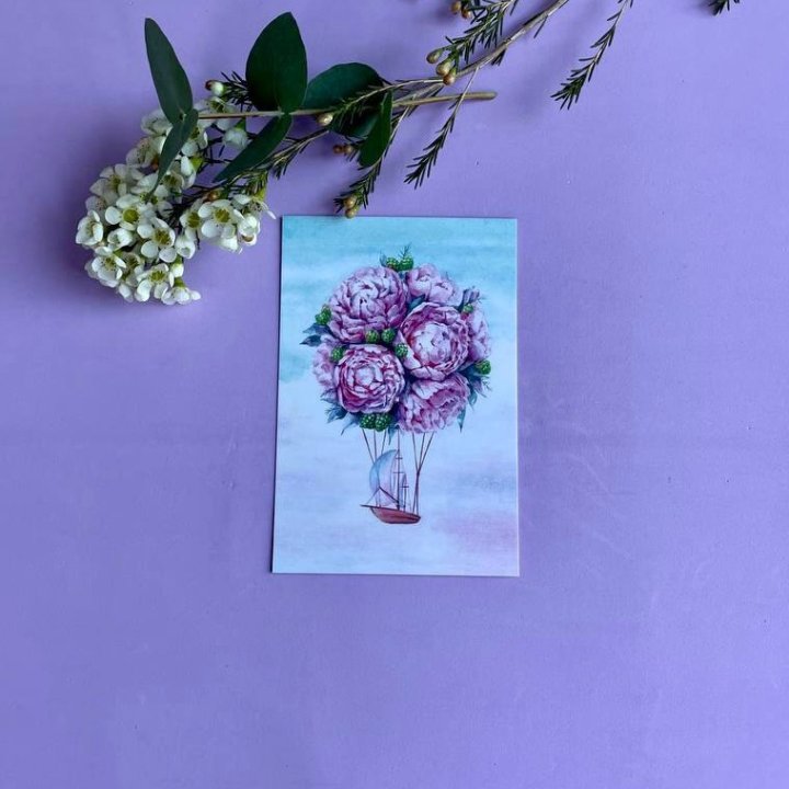 Открытка к букету "Пион" в Чите