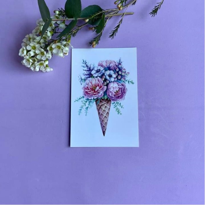 Открытка к букету "Цветочно-кремовый" в Чите