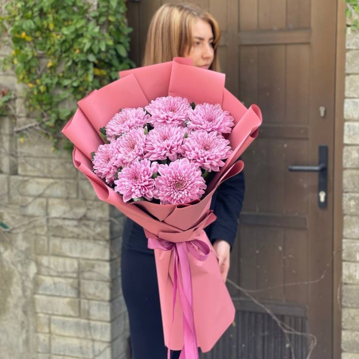 Букет хризантем розовый в Чите