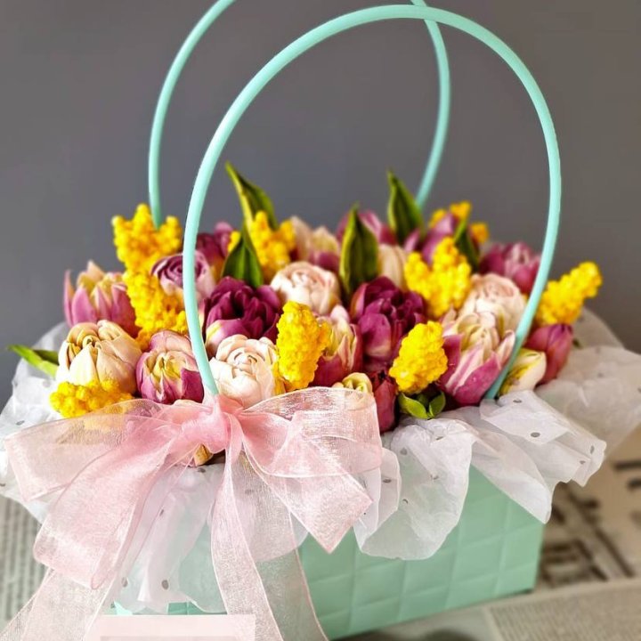 Тюльпаны в сумочке из зефира в Чите