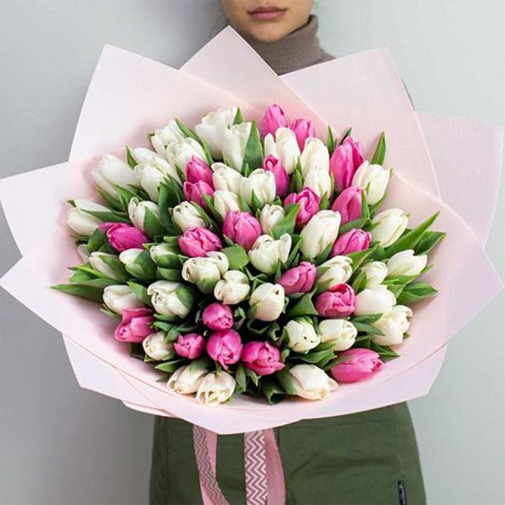 61 бело-розовый тюльпан в Чите